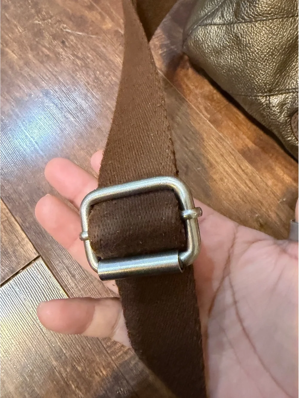 Fossil Maddox metallic aged bronze patchwork leather satchel